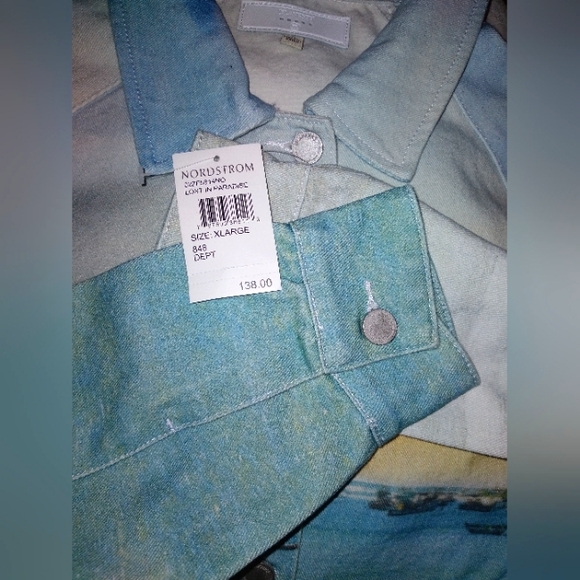 NWT Blanknyc Lost In Paradise Denim Graphic Art Oversized Jacket XL Beach - Picture 6 of 9